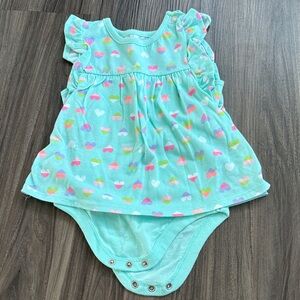 Aqua Heart Print Baby Onesie 18 month girl